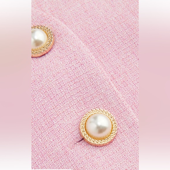 New CIDER Pink linen halter Vest with Pearl button accents, size L - Picture 8 of 9